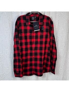 NWT Stormtech x Wayne Gretzky Estates Logan Snap Front Shirt 2XL Red/Black Plaid